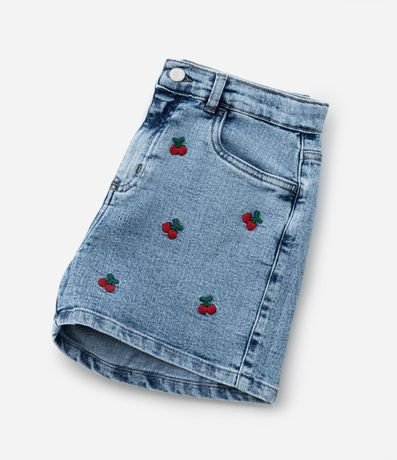 Short Infantil en Jeans con Bordado de Cerezas - Talle 5 a 14 años 8