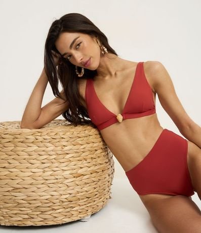 Bikini Top Triangulo Fixo Alargado en Microfibra con Piedra nen el Centro