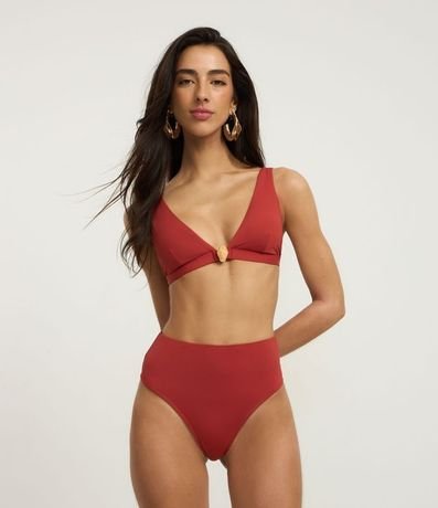 Bikini Top Triangulo Fixo Alargado en Microfibra con Piedra nen el Centro 2