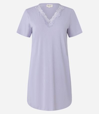 Camisón en Microfibra con Encaje en el Escote 3