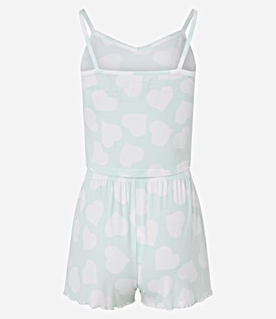 Pijama Short Doll en Rib con Estampado de Corazón y Breteles 6