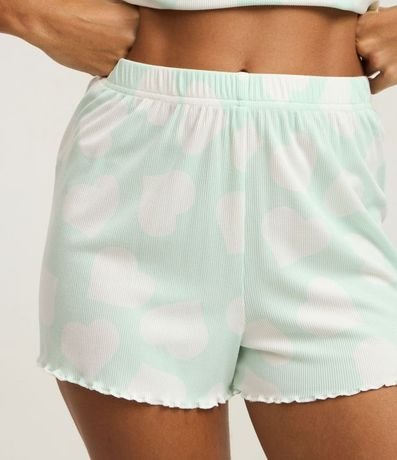 Pijama Short Doll en Rib con Estampado de Corazón y Breteles 3