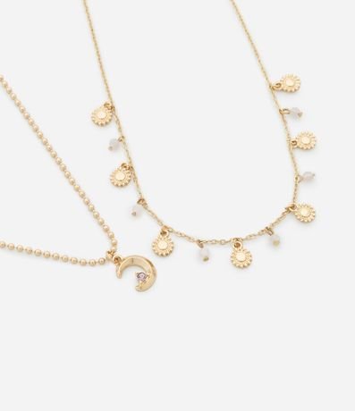 Collar Capas con Colgantes de Luna y Sol
