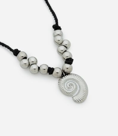 Maxi Collar con Cordón con Nudo Esferas y Colgante de Caracola