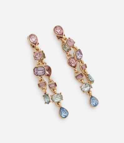 Caravana Hilo con Strass de Colores y Parte Desmontable en Baño Dorado