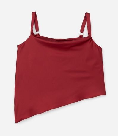 Musculosa en Satén con Escote Degagê y Bajo Asimétrica Curve & Plus Size 5