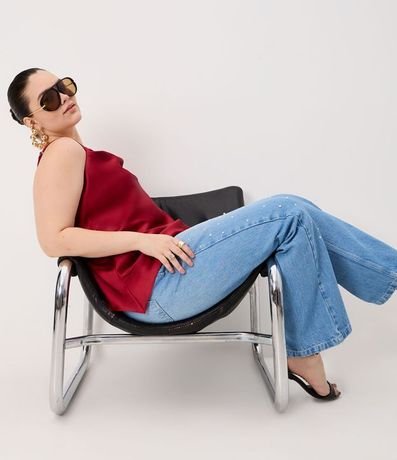 Musculosa en Satén con Escote Degagê y Bajo Asimétrica Curve & Plus Size 2