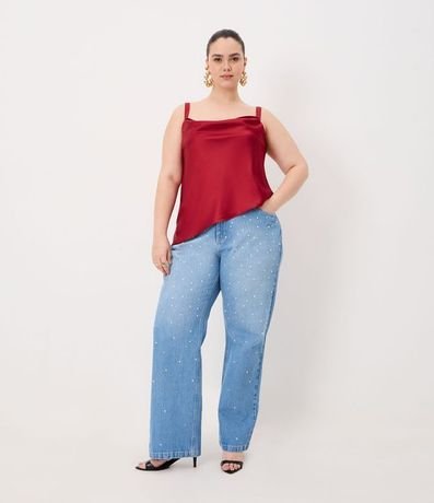 Musculosa en Satén con Escote Degagê y Bajo Asimétrica Curve & Plus Size 3