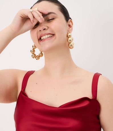 Musculosa en Satén con Escote Degagê y Bajo Asimétrica Curve & Plus Size 4