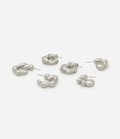 Kit 03 Argolas en Metal con Formas y Texturas Diferentes 2