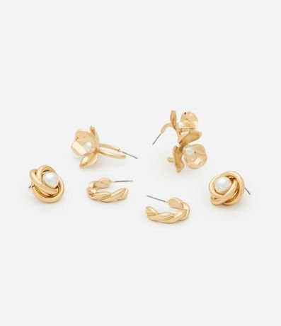 Kit 03 Caravanas Argollas en Metal con Formatos Diversos 2