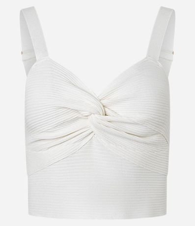 Blusa Cropped de Tira en Tejido de Punto Texturizado con Busto Torcido 5