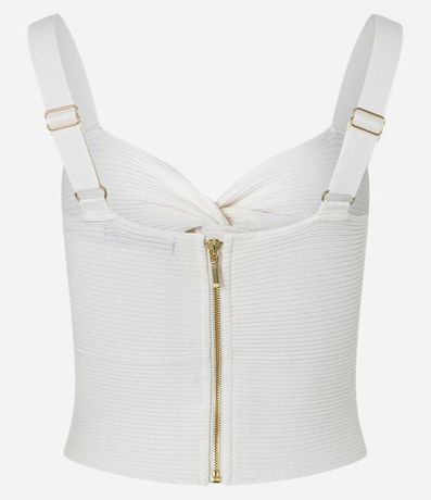 Blusa Cropped de Tira en Tejido de Punto Texturizado con Busto Torcido 7