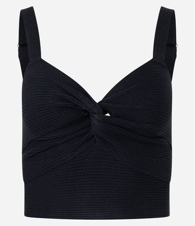 Blusa Cropped de Tira en Tejido de Punto Texturizado con Busto Torcido 6