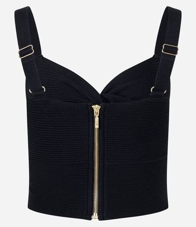 Blusa Cropped de Tira en Tejido de Punto Texturizado con Busto Torcido 8