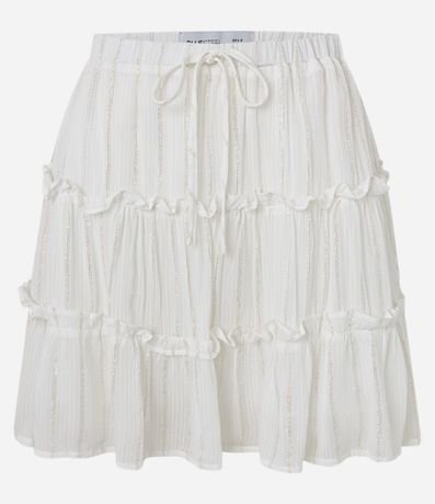 Pollera Corta en Viscosa con Volados e Hilos Metalizados 5