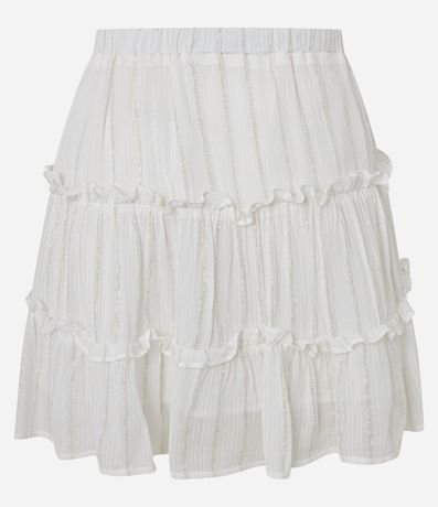 Pollera Corta en Viscosa con Volados e Hilos Metalizados 7