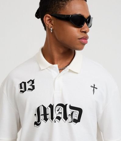 Remera Boxy en Algodón con Cuello Polo Lettering 93 Mad 4