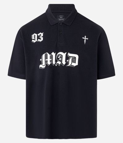Remera Boxy en Algodón con Cuello Polo Lettering 93 Mad 6