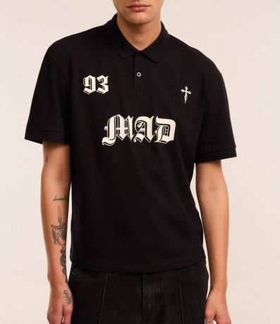 Remera Boxy en Algodón con Cuello Polo Lettering 93 Mad 3