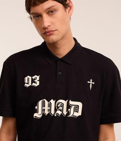Remera Boxy en Algodón con Cuello Polo Lettering 93 Mad 4