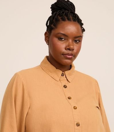 Camisa en Sarga con Pespontos y Bajo Larga Curve & Plus Size 3