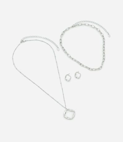 Conjunto de Collar Capas con Colgante Orgánico y Caravana Aro Delantero 2