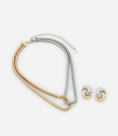 Conjunto Collar Rabo Gato y Caravana Botón Entrelazado 2