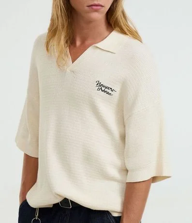 Camisa Polo Oversized en Punto con Estampa Lettering Newport Breeze 4