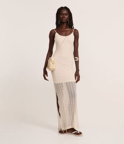 Vestido Long Midi en Encaje con Bretel Fino