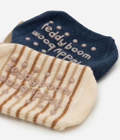 Kit 02 Medias Ballet Infantil con Estampa Perro y Rayas - Talle 0 a 12 meses 3