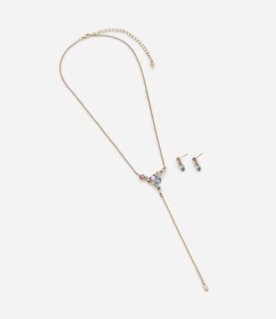 Conjunto de Collar Corbata con Strass y Caravana de Strass 2