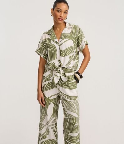 Pantalón Pantacourt en Viscosa con Estampado Follaje 2