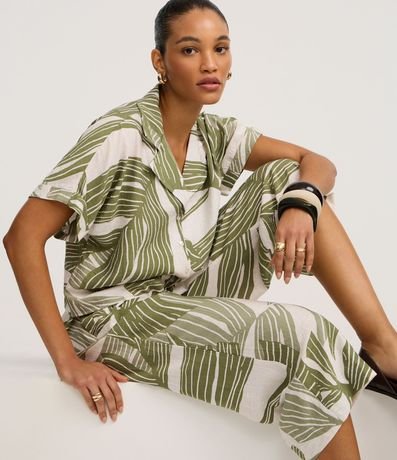 Pantalón Pantacourt en Viscosa con Estampado Follaje 5