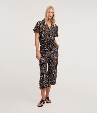 Pantalón Pantacourt en Viscosa con Estampa Follaje 2