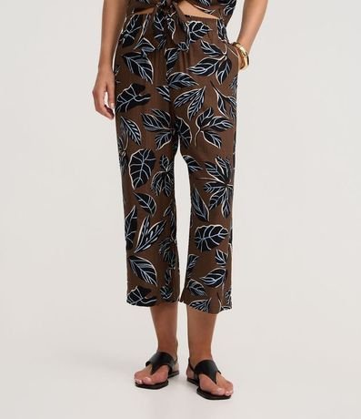 Pantalón Pantacourt en Viscosa con Estampa Follaje 3