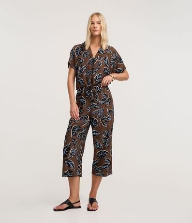 Camisa en Viscosa con Cuello Polo y Estampa Follaje 2