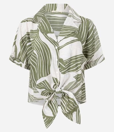Camisa en Viscosa con Cuello Polo y Estampa Follaje 6