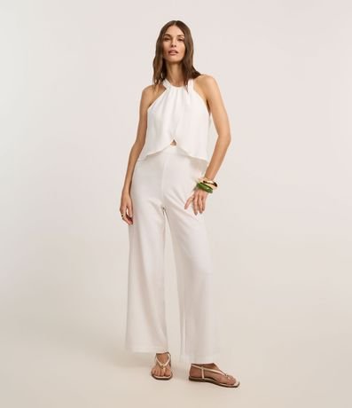 Mono en Crepé con Cuello Halter y Superposición Fruncida 2