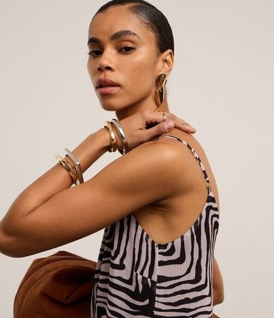 Vestido Evasê en Crepé con Bretel Fino y Estampa Zebra 6