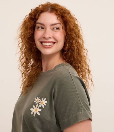 Blusa con Hilo Teñido y Flores Bordadas Curve & Plus Size 3