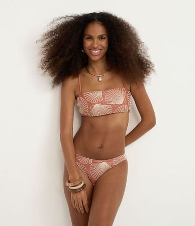 Bikini Top Bandeau en Microfibra con Bordado de Caracolas 2