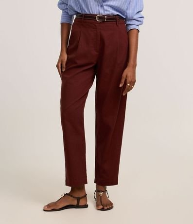 Pantalón Carrot Cintura Alta en Viscolino con Cinturón de PU 3