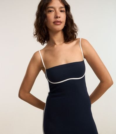 Vestido Midi con Bies Contrastante en el Busto 3