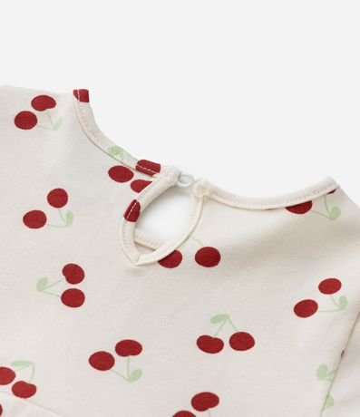 Vestido Infantil con Estampa de Cerezas -Talle 0 a 18 Meses 4