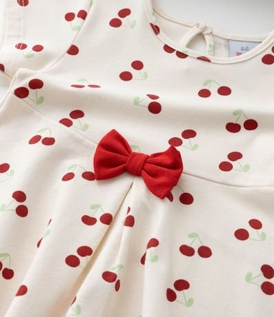 Vestido Infantil con Estampa de Cerezas -Talle 0 a 18 Meses 5
