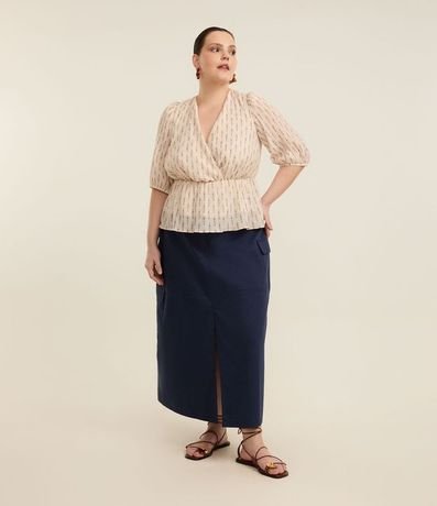 Pollera Midi en Sarga con Bolsillo Cargo Curve & Plus Size