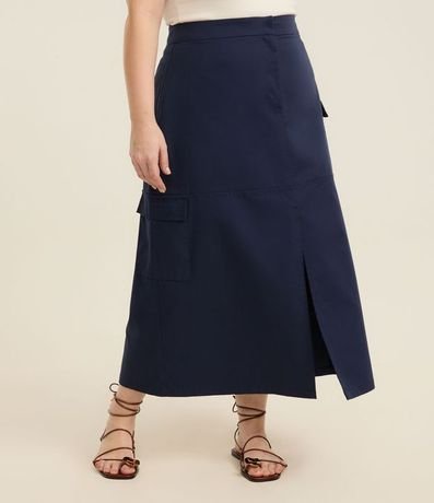 Pollera Midi en Sarga con Bolsillo Cargo Curve & Plus Size 2