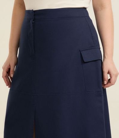 Pollera Midi en Sarga con Bolsillo Cargo Curve & Plus Size 3