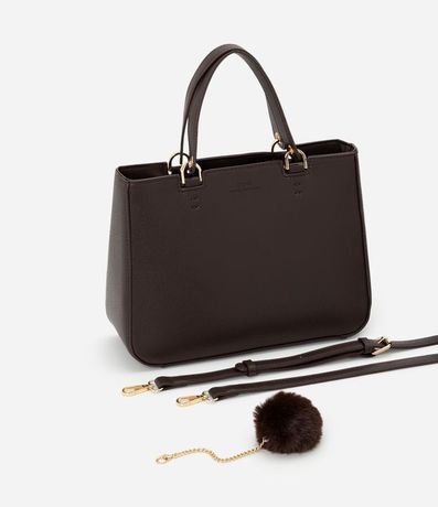 Cartera Satchel Mediana con Bretel Desmontable y Llavero Pompón 8